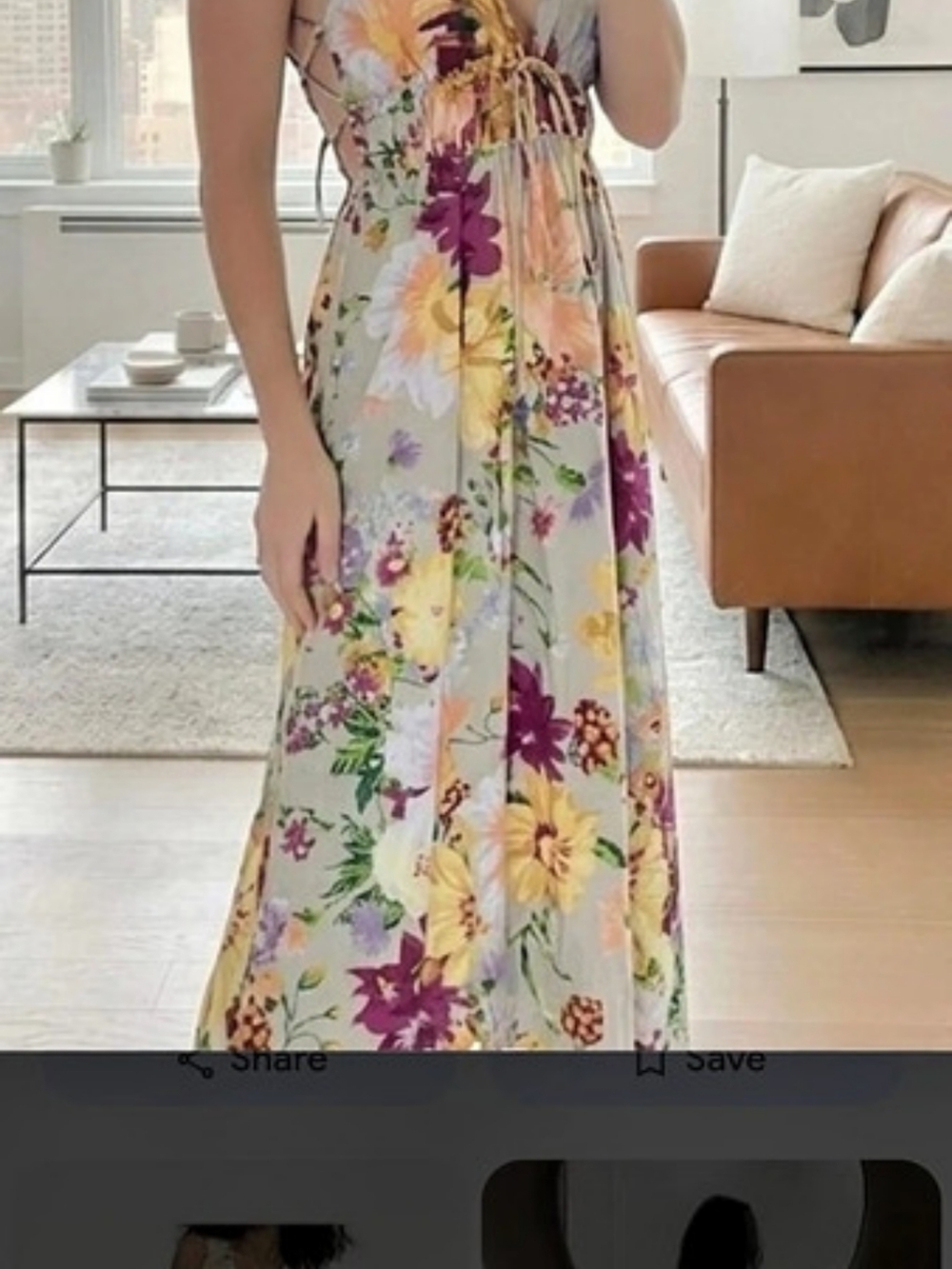 H and M Floral Maxi Dress in Pink & Green NWT  Size Large